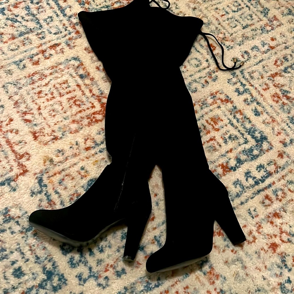 Thigh high suede boots